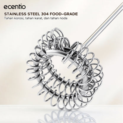 ecentio Pengocok Elektrik Genggam Busa Susu Cepat Material Stainless Steel Food Grade Baterai AA Daya Tahan Lama Aduk Merata untuk Kopi Teh