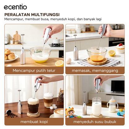 【Buy 1 get 3】ecentio Tumbler Minum 900ml Stainless Steel | Anti Bocor, Premium & Tahan Panas Dingin Free gift: Mixer Stick dry battery (Silver)  and Ice Tray 32 Grid