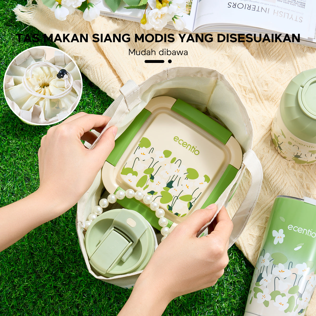 ecentio green whispers series lunch box set 3pcs