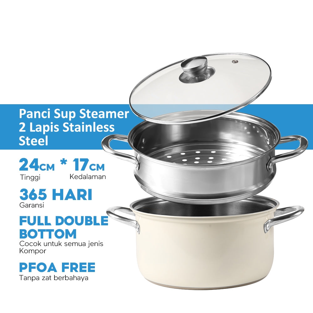 ecentio x Freemir Healthy Cooking Set — Steamer 24cm / Chopper 250ml/Lunch Box set/Botol Aluminium 750ml