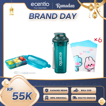 ecentio Ramadhan Drink & Snack Gift Set — Botol Minum + Snack Organizer