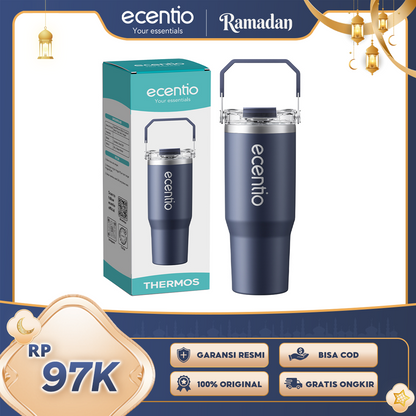 ecentio Tumbler Minum 900ml Stainless Steel | Anti Bocor, Premium & Tahan Panas Dingin