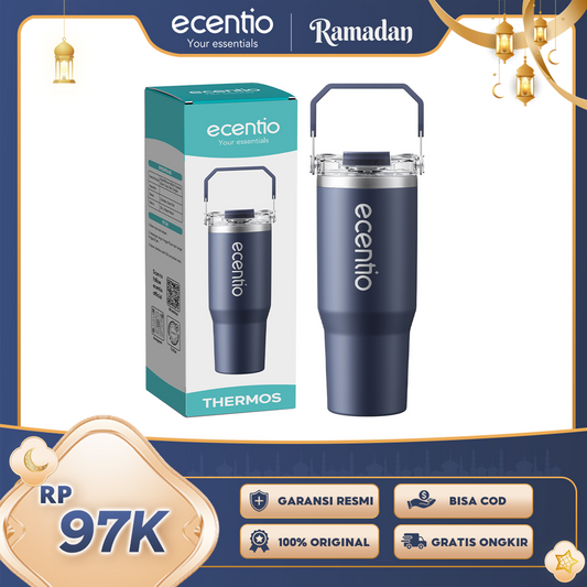 ecentio Tumbler Minum 900ml Stainless Steel | Anti Bocor, Premium & Tahan Panas Dingin