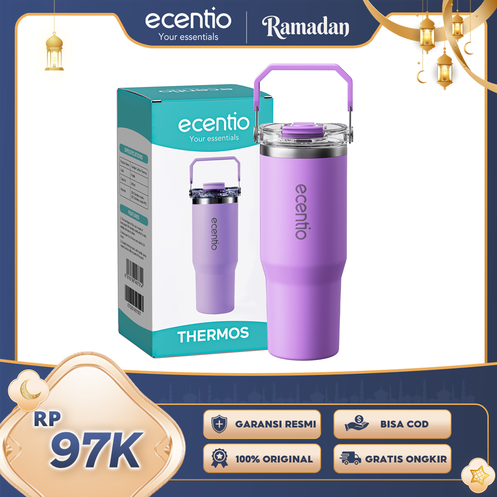 ecentio Tumbler Minum 900ml Stainless Steel | Anti Bocor, Premium & Tahan Panas Dingin