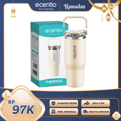 ecentio Tumbler Minum 900ml Stainless Steel | Anti Bocor, Premium & Tahan Panas Dingin