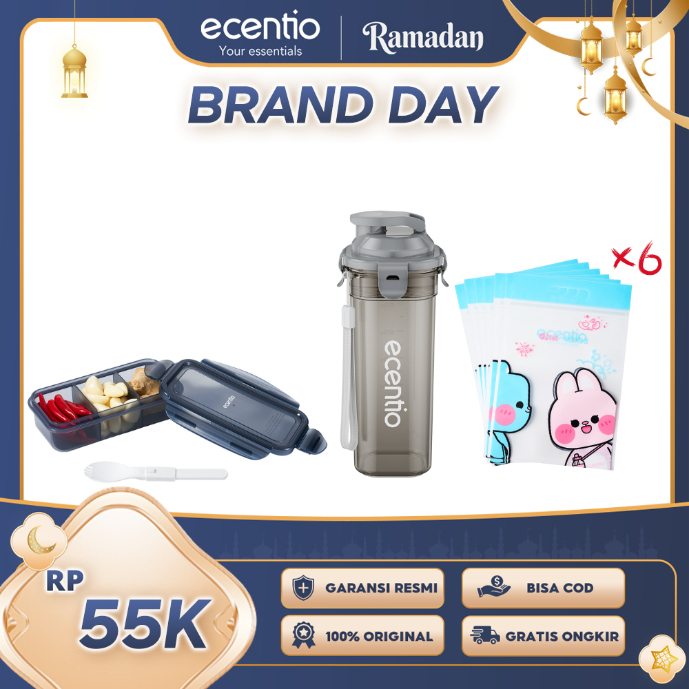 ecentio Ramadhan Drink & Snack Gift Set — Botol Minum + Snack Organizer