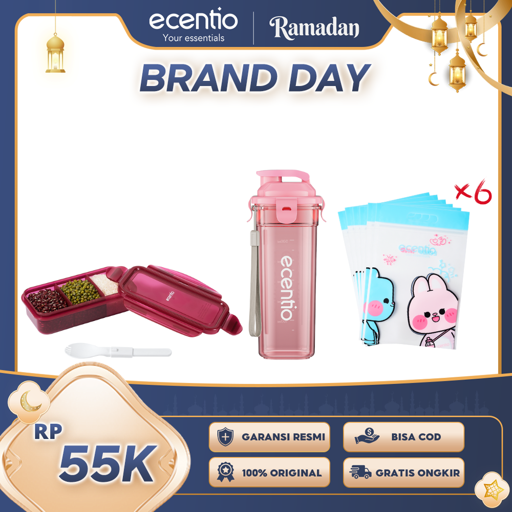ecentio Ramadhan Drink & Snack Gift Set — Botol Minum + Snack Organizer
