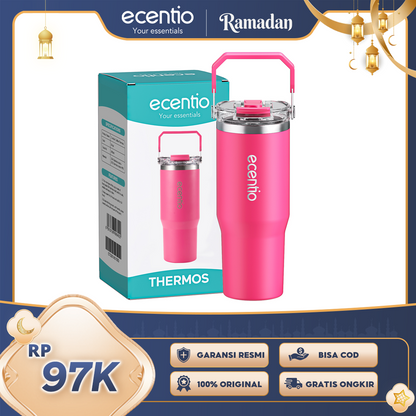 ecentio Tumbler Minum 900ml Stainless Steel | Anti Bocor, Premium & Tahan Panas Dingin