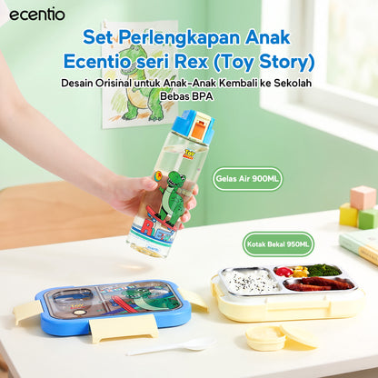 [Back To School] ecentio Kotak Makan Anak Rex Set Bekal Sekolah Toy story Lunch Box Stainless 750ml Botol Minum 900ml Tas Bekal BPA Free Tempat Makan Anak