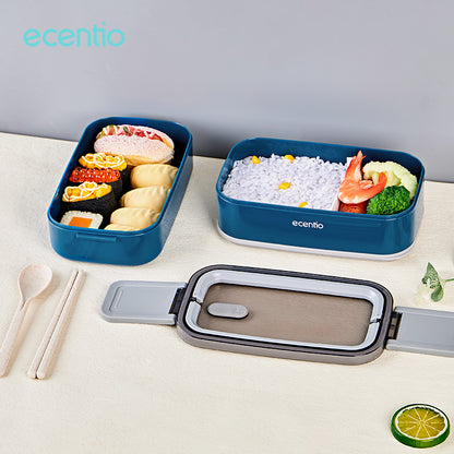 ecentio lunch box set/bekal makan set cangkir sup set Led Display 2 layer 1600ml+420ML Vacuum Cup tumbler Biru tua Non BPA