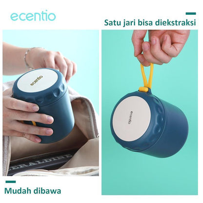 ecentio lunch box set/bekal makan set cangkir sup set Led Display 2 layer 1600ml+420ML Vacuum Cup tumbler Biru tua Non BPA