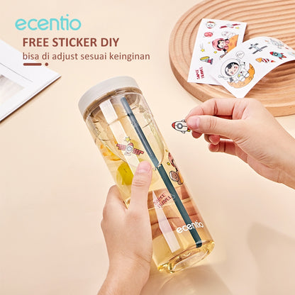 ecentio lunch box set/bekal makan set cangkir sup set Led Display 2 layer 1600ml+420ML Vacuum Cup tumbler Biru tua Non BPA