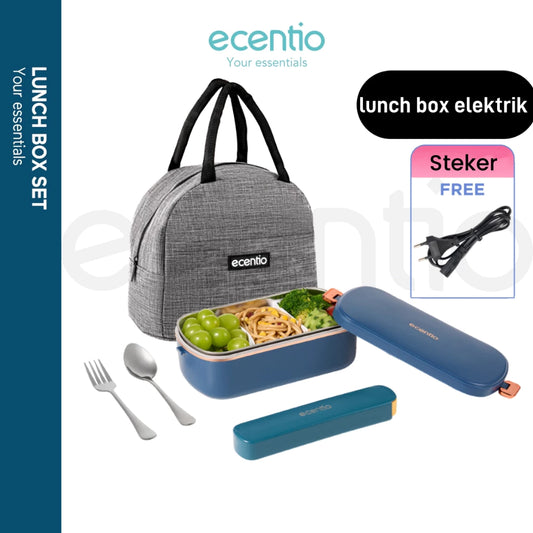 zecentio lunch box electric portable 304 stainless set tas bekal 36W free sendok tempat makan