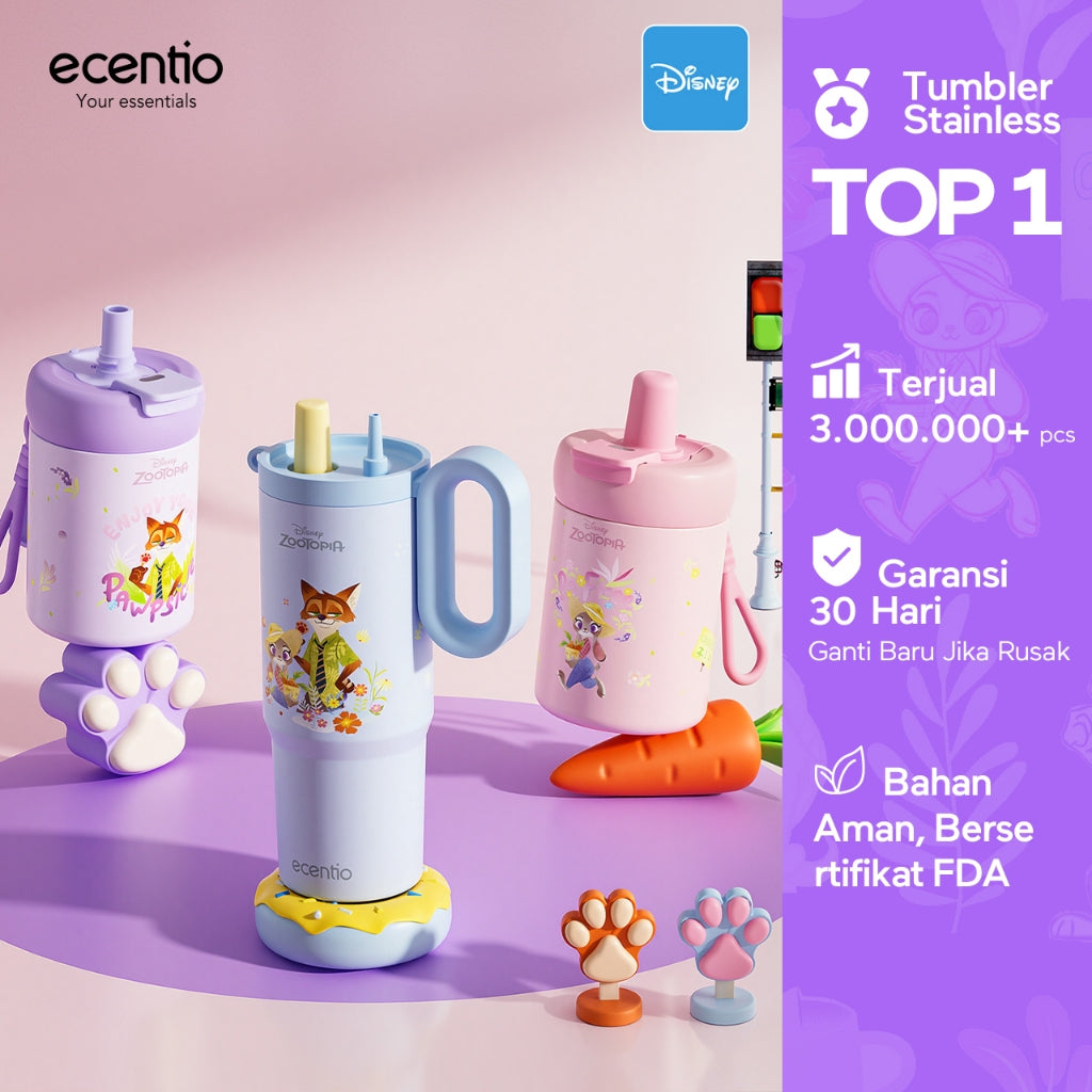 [New Launch] ecentio tumbler stainless 316 Disney Zootopia 750ml / 500ml tahan panas dingin 24 jam botol minum lucu aesthetic portable termos air panas botol minum anak botol minum anak perempuan tumbler anak
