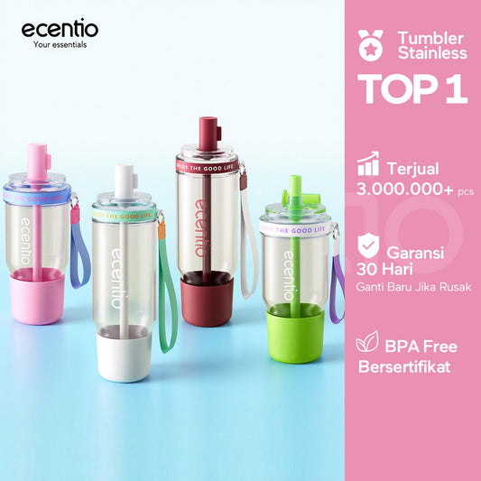 [Joy Pop Series] ecentio botol minum 750ml/950ml Portable aesthetic BPA Free Olahraga bottle tail benning Anti Bocor botol plastik dengan saringan teh botol minum anak laki botol