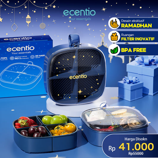 【🌟Pre-Order】【Ramadan Exclusive】ecentio Wadah Penyimpanan Makanan 4 Sekat 800ml Bebas BPA