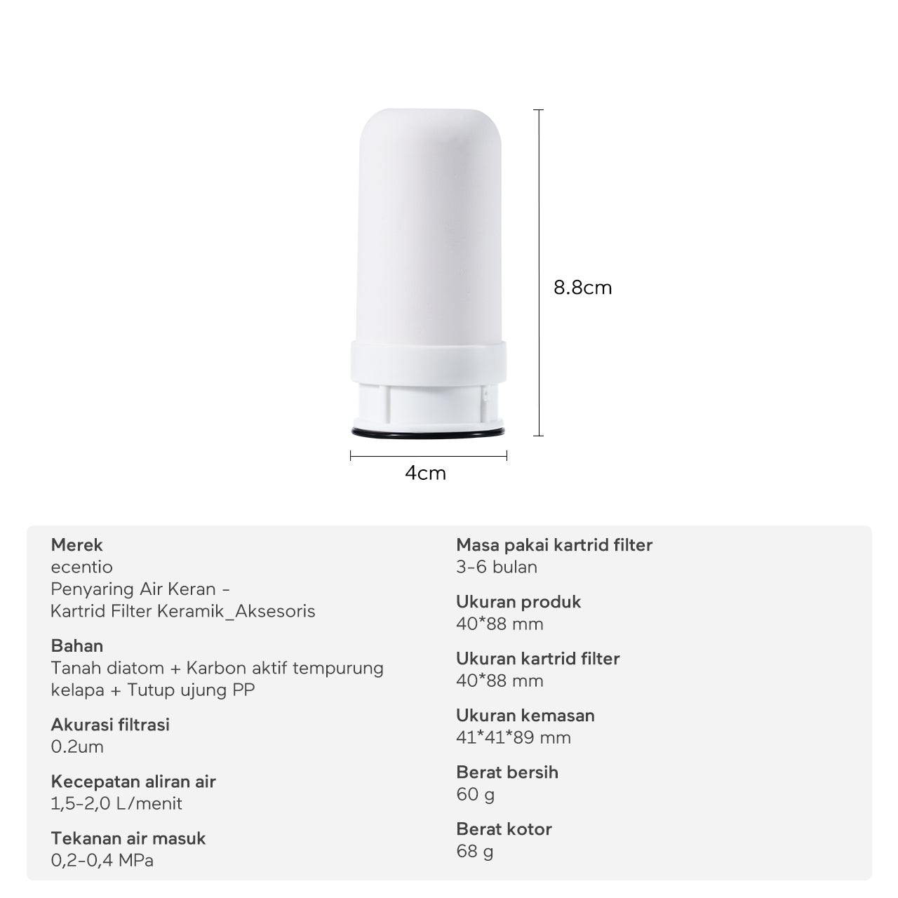 [Minum Sehat]ecentio Filter Air Keran Rumah Tangga Aman Untuk Keluarga Bayi & Anak 0.2-5 Mikron Mewah Debit Air Deras, Praktis Mudah Dibersihkan, Filter Pemurni Air Anti Kerak Dapur & Kamar Mandi