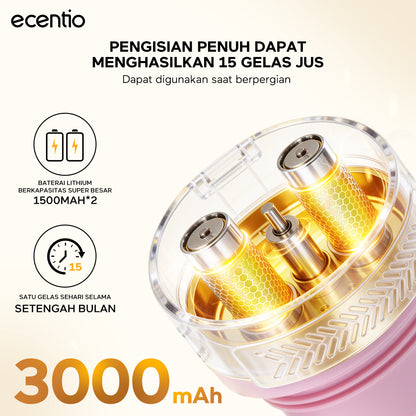 ecentio Portable Blender Juicer 900ml 12 Pisau 60W Baterai 2x1500mAh Tahan Panas 14 Jam & Dingin 24 Jam Anti Bocor Praktis Untuk,blender jus buah Outdoor