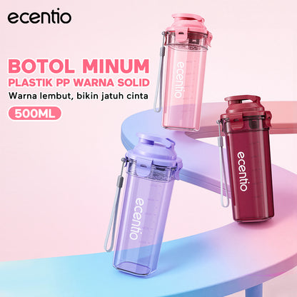 ecentio botol minum aesthetic portable-500ml aesthetic Olahraga bottle tail benning Anti Bocor botol plastik dengan saringan teh botol minum anak laki bpa free botol tumbler