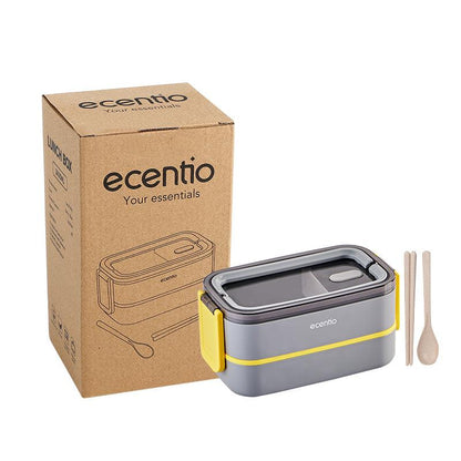 ecentio lunch box Kotak Bekal Makan 2 tingkat anti tumpah 1600ML